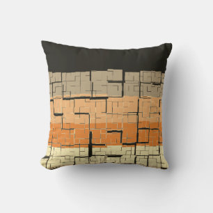 Coussin Motif de pêche cool gris-noir orange jaune