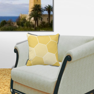 Coussin Motif de peigne jaune géométrique