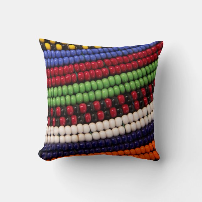 Coussin Motif de perles tribales Massai (Recto)