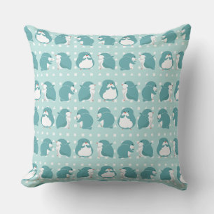 Coussin Motif de pingouin bleu