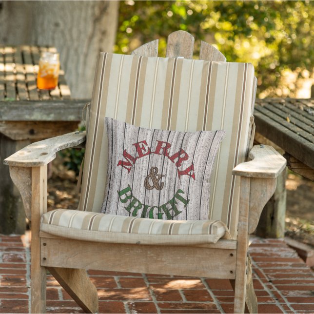 Coussin Motif de planches de bois patiné Merry & Bright (Chaise)