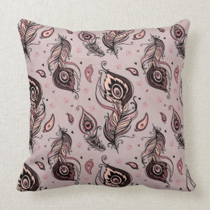Coussin Motif de plume de paon