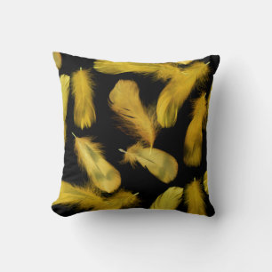Coussin Motif de plumes jaunes