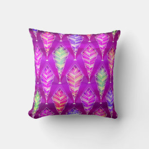 Coussin Motif de plumes - Palette de couleurs amusante et 