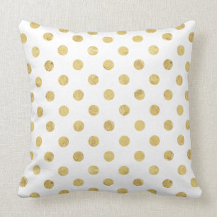 Coussin Motif de point élégant de polka de feuille d'or -
