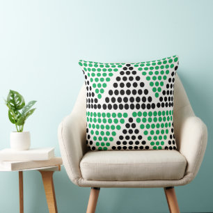 Coussin Motif de point Polka du triangle vert noir