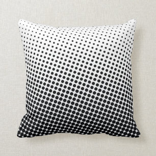 Coussin Motif de point tramé d'art de bruit noir et blanc