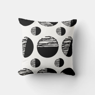 Coussin Motif de points griffonnés noir et blanc minimalis