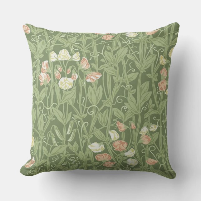 Coussin Motif de pois de senteur William Morris, botanique (Recto)