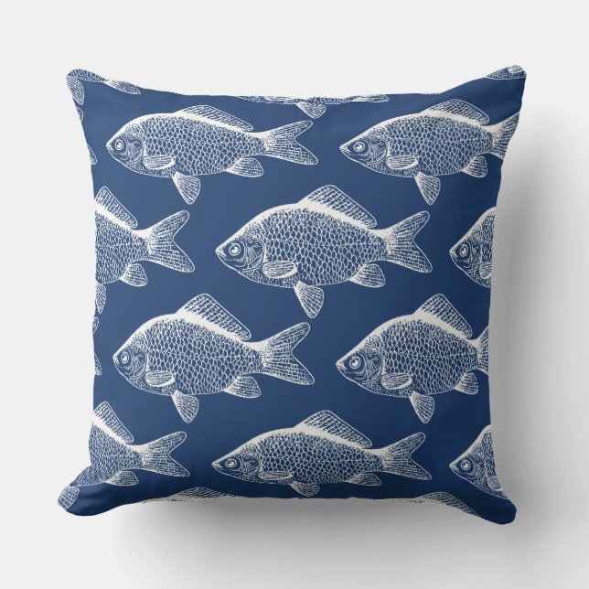 Coussin Motif de poisson Bleu extérieur Piscine Patio Cous (Recto)