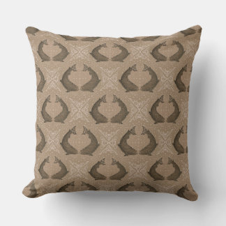 Coussin Motif de poisson d'art populaire scandinave en ora