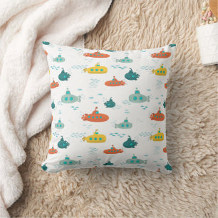 Coussin Motif de poisson de mer profond sous-marin mignon