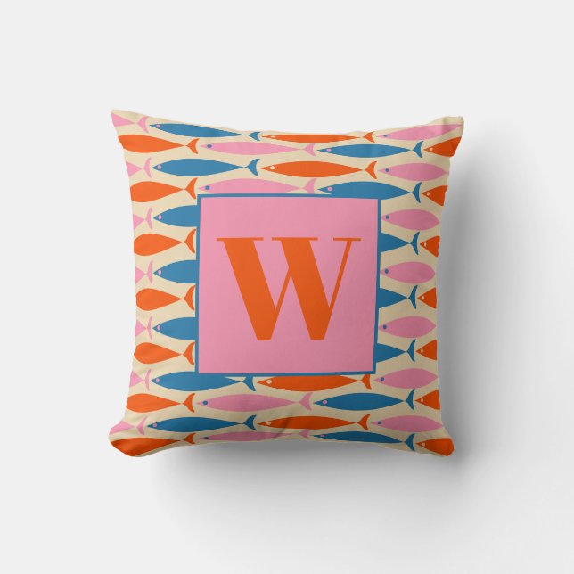 Coussin Motif de poisson pop moderne du milieu du siècle a (Recto)