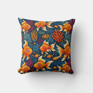 Coussin Motif de poisson rouge de dessin animé ludique écl