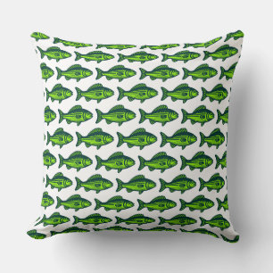 Coussin Motif de poisson - Vert foncé et Chartreus sur bla