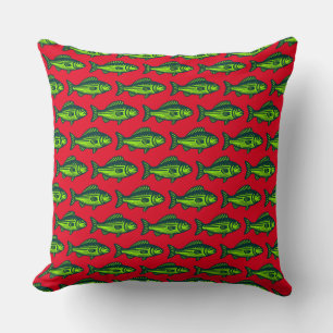 Coussin Motif de poisson - Vert foncé et Chartreus sur Rou