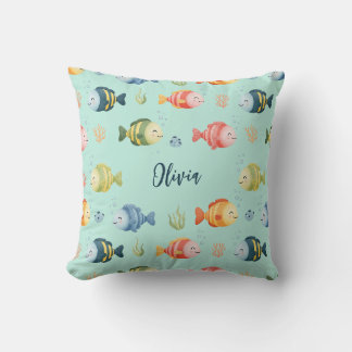 Coussin Motif de poissons tropicaux colorés mignons