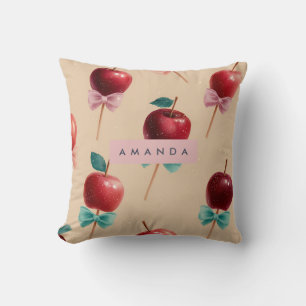 Coussin Motif de pomme de bonbons de charme personnalisé