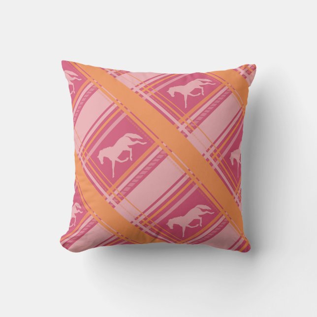 Coussin Motif de poney équestre rose (Recto)