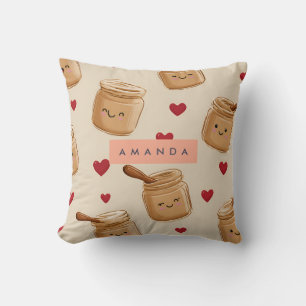 Coussin Motif de pot de beurre d'arachide adorable personn