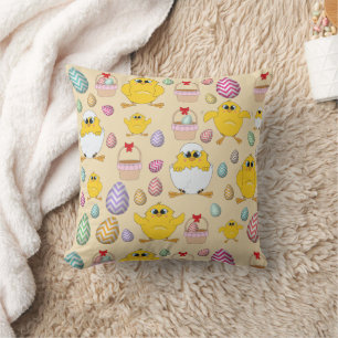 Coussin Motif de poussins de Pâques mignons