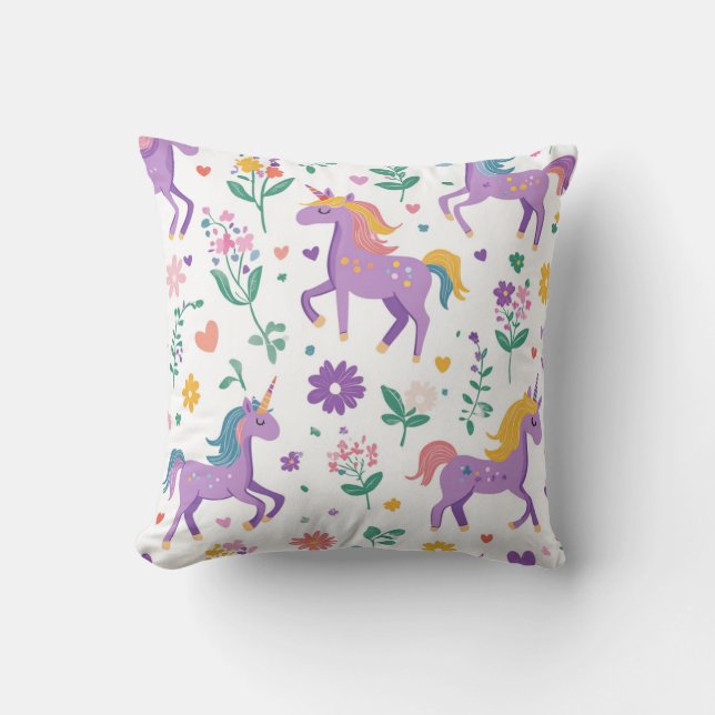 Coussin Motif de puissance de fille violet Whimsical (Recto)