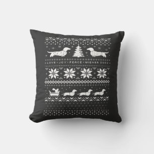 Coussin Motif de pull de Noël pour Dachshunds T-Shi classi