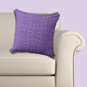 Coussin Motif de puzzle moderne violet et vert clair
