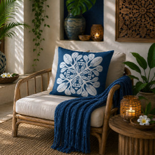 Coussin Motif de quilt hawaïen Naupaka