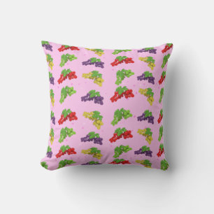 Coussin Motif de raisin coloré sur fond rose