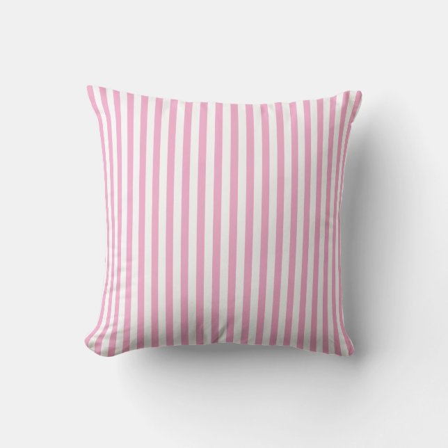 Coussin Motif de rayure verticale rose et blanc (Recto)