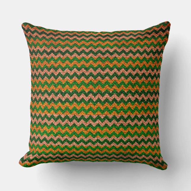 Coussin Motif de rayures jaune vert Chevron (Recto)