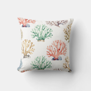 Coussin Motif de récif corallien à l'aquarelle