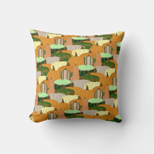 Coussin Motif de récolte de courge d'automne (Recto)