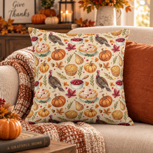 Coussin Motif de récolte de Thanksgiving de ferme conforta