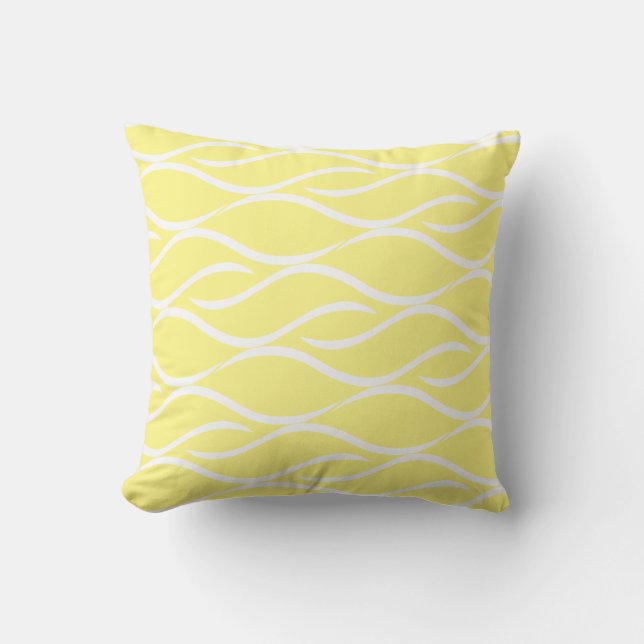 Coussin Motif de remous de blanc et de jaune (Recto)