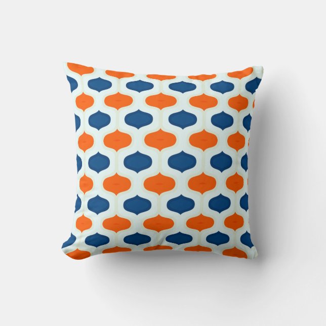 Coussin Motif de renouveau bleu et orange (Recto)