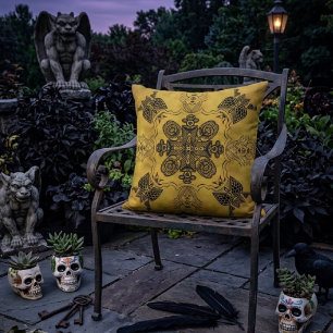 Coussin Motif de répétition de dessin linéaire tribal goth