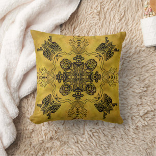 Coussin Motif de répétition de dessin linéaire tribal goth