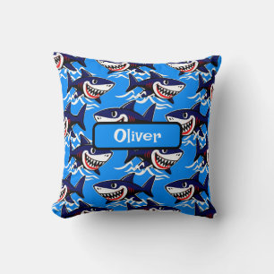Coussin Motif de requin de dessin animé drôle