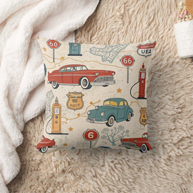 Coussin Motif de road trip vintage (2) (Couverture)