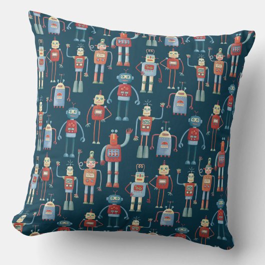 Coussin Motif de robot sombre