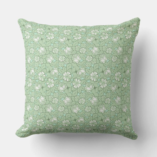 Coussin Motif de rose en vert clair (Recto)