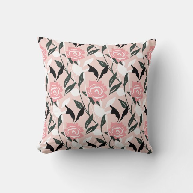 Coussin Motif de rose rose (Recto)