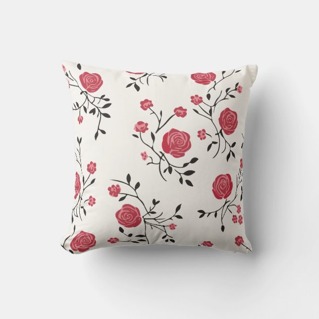 Coussin Motif de rose rouge (Recto)