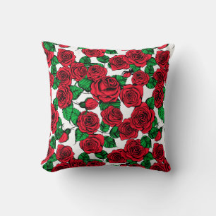 Coussin Motif de roses rouges