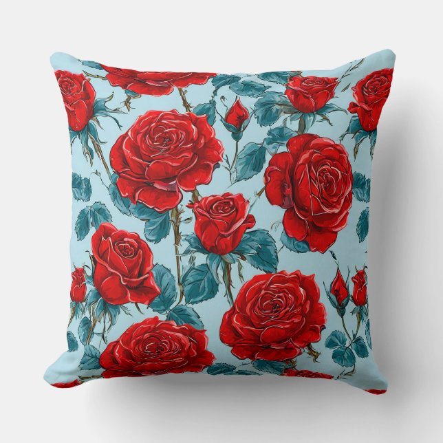Coussin Motif de roses rouges (Recto)