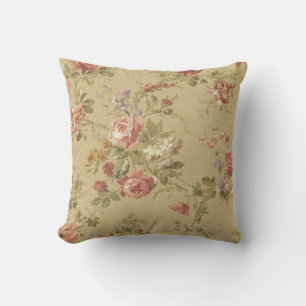 Coussin Motif de roses rouges roses de style vintage