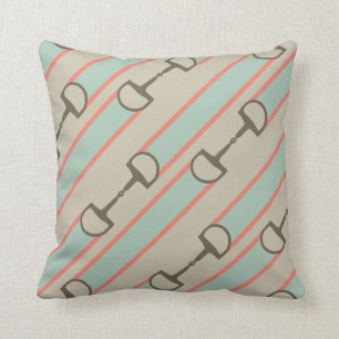 Coussin Motif de ruban de Coral et Mint Horse Bit