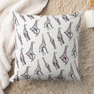 Coussin Motif de safari de girafe courant mignon
